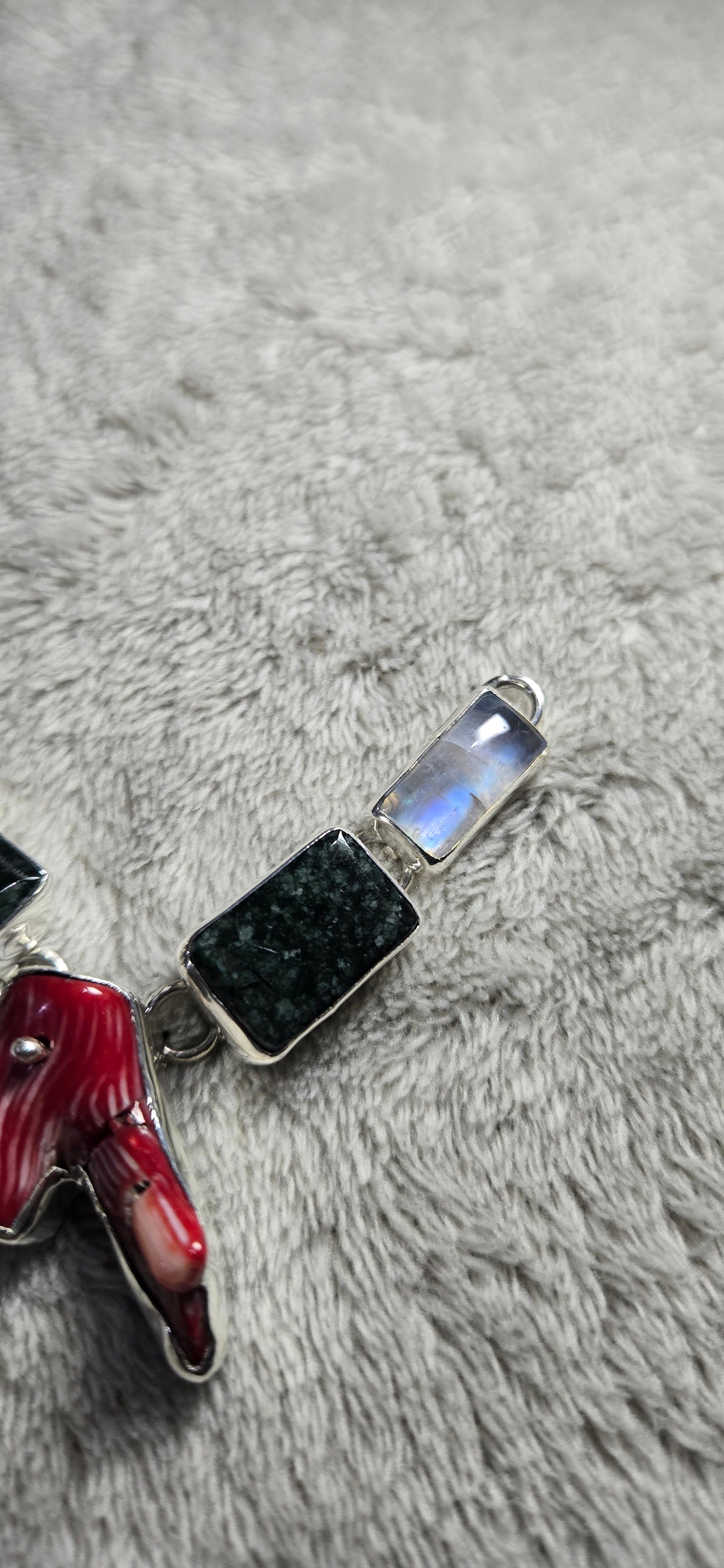 Moonstone-Jade-Coral necklace