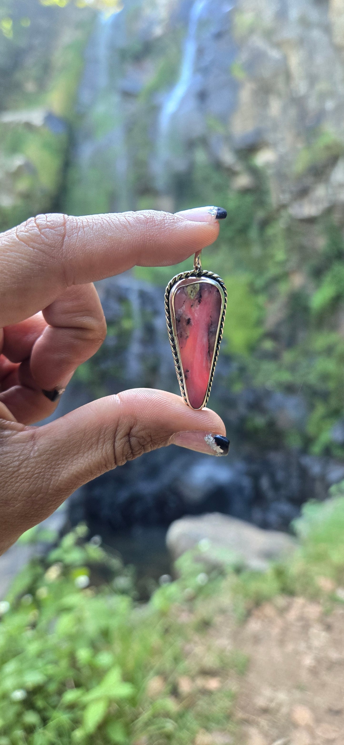 Pink Dendritic Agate pendant