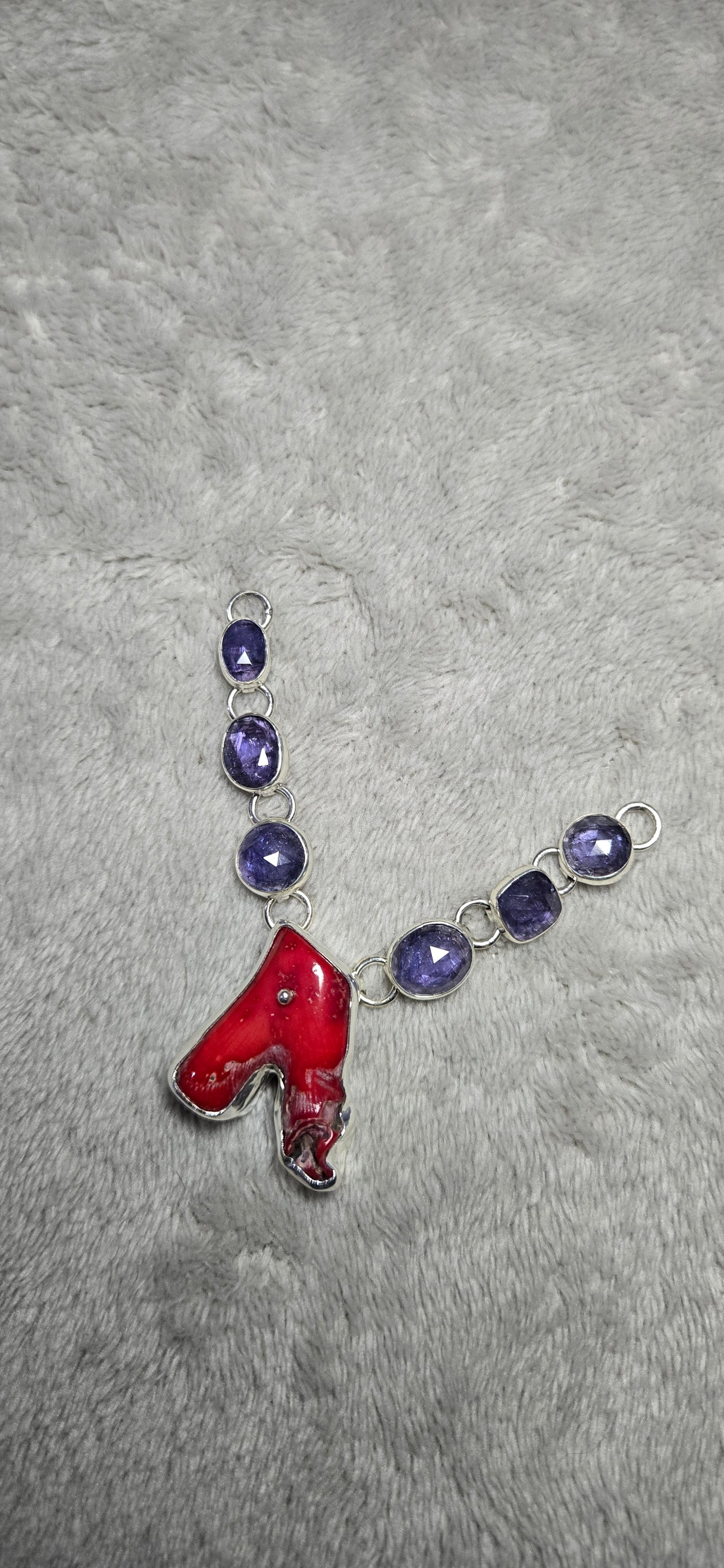 Coral Tanzanite necklace