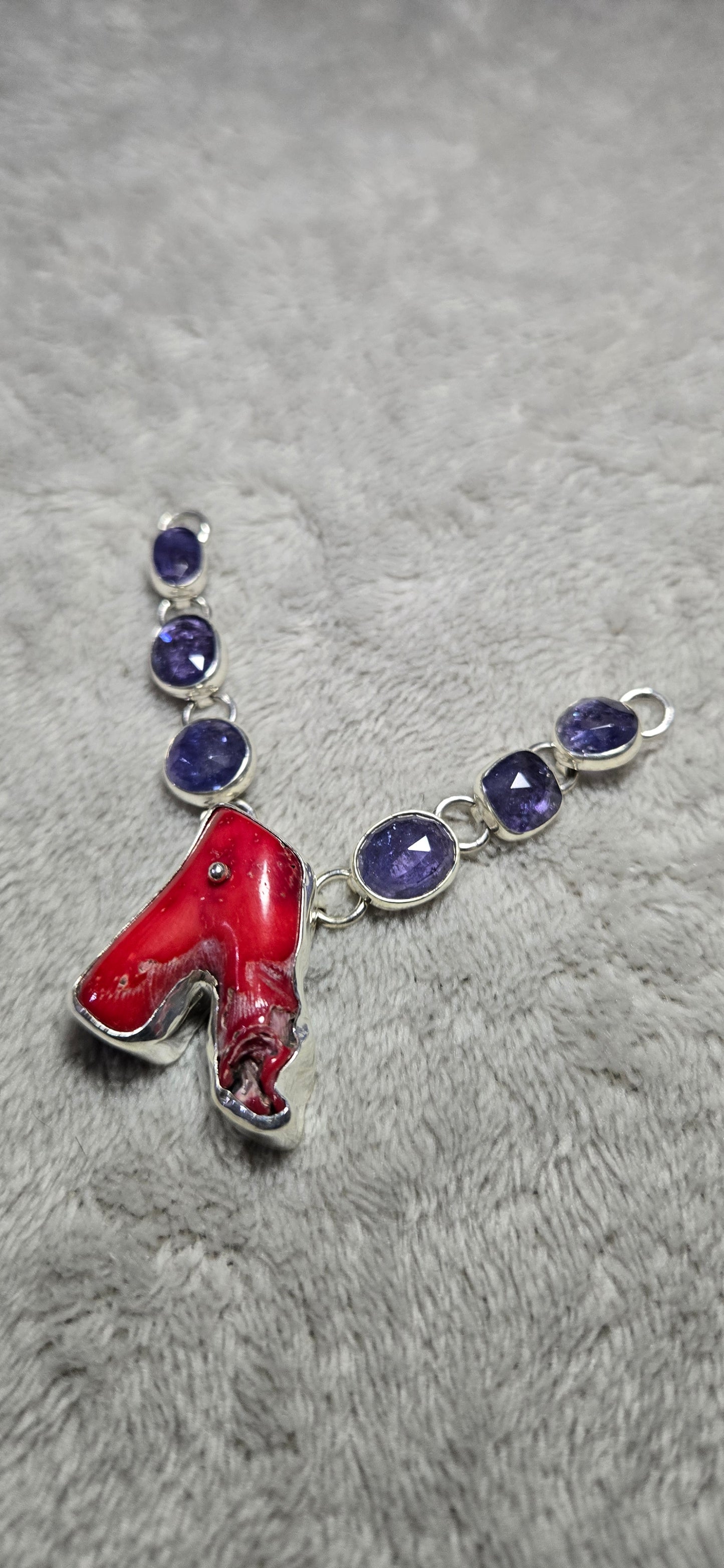Coral Tanzanite necklace