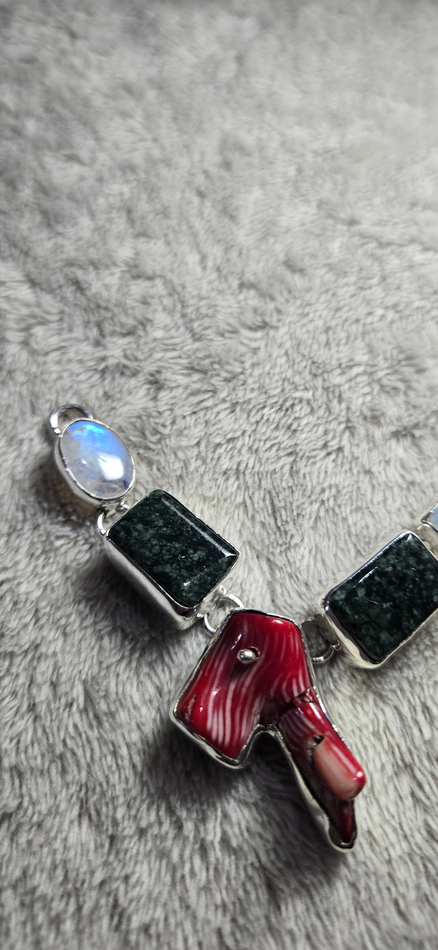 Moonstone-Jade-Coral necklace