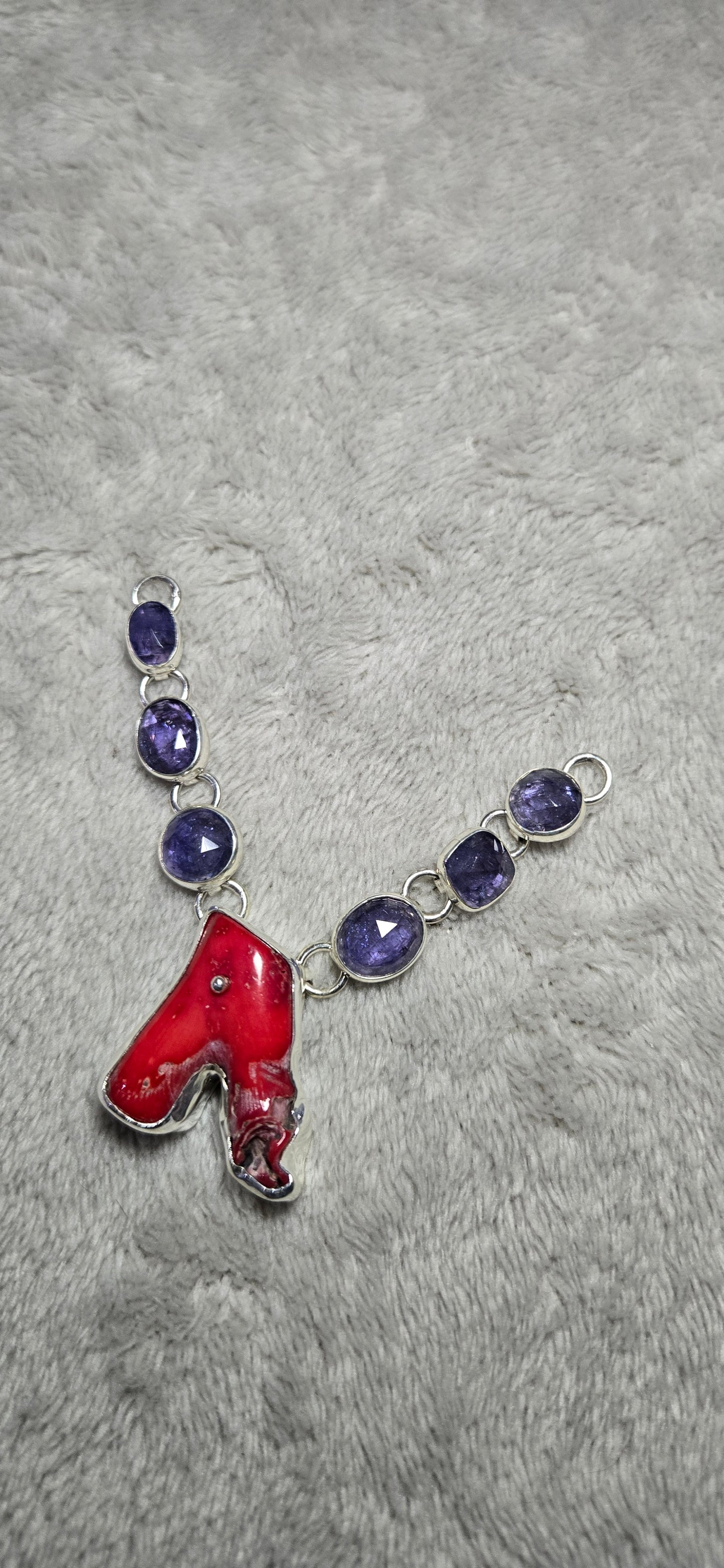 Coral Tanzanite necklace